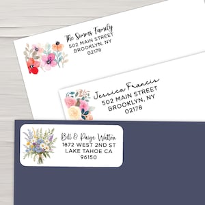 Floral Return Address Labels 30 Count | Personalized Wildflower Mailing Stickers for Spring and Summer|  8 Designs to choose from