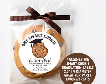 Personalized Graduation Stickers – One Smart Cookie Party Favor Labels