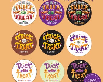 Custom Halloween Stickers , Candy Bag Stickers, Pumpkin Trick or Treat Stickers, Happy Halloween Labels, Treat Bag Stickers, Ships in 1 Day