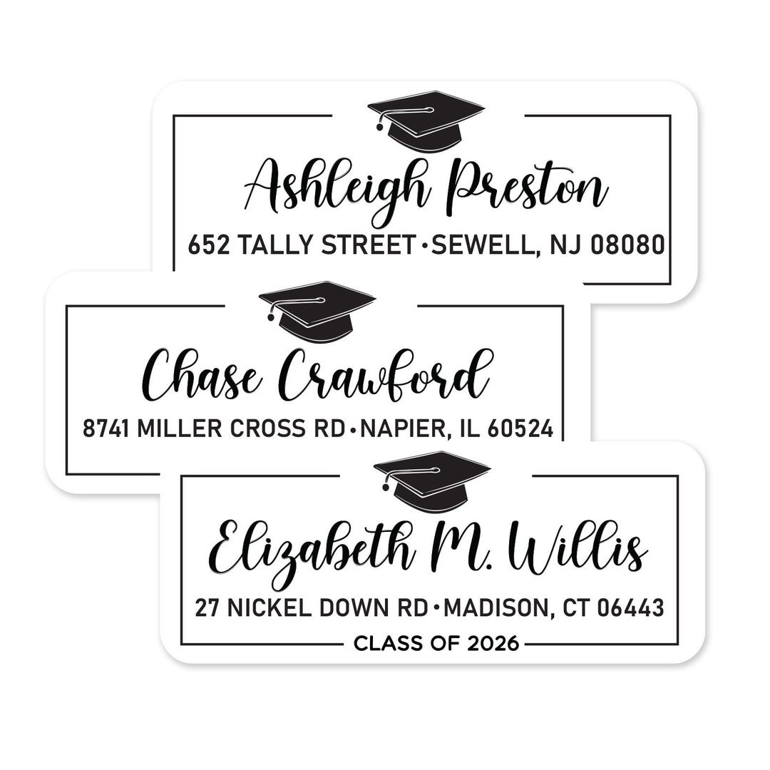 Graduation Musicaddress Labels Personalized Graduation Address Labels, Class of 2026 Return Address ...