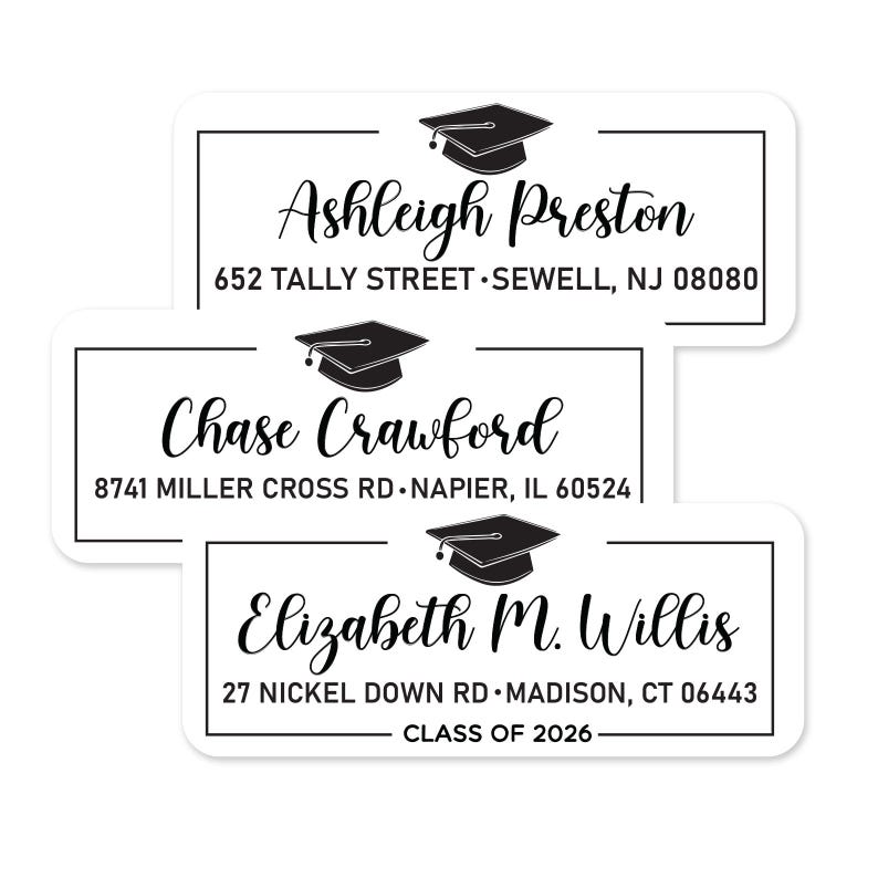 Graduation Music Address Labels Personalized Graduation Address Labels, Class of 2026 Return Address ...