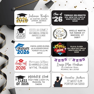 Aangepaste afstudeerstickers / adreslabels klasse 2026 / aangepaste afstudeerstickers / aangepaste labels / verzendlabels voor aankondigingen, uitnodigingen