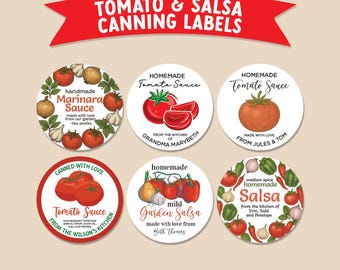 Tomato Sauce Canning Labels, Salsa Jar Stickers, Personalized Kitchen Labels, Wide Mouth Mason Jar Labels, Pantry Organization Stickers
