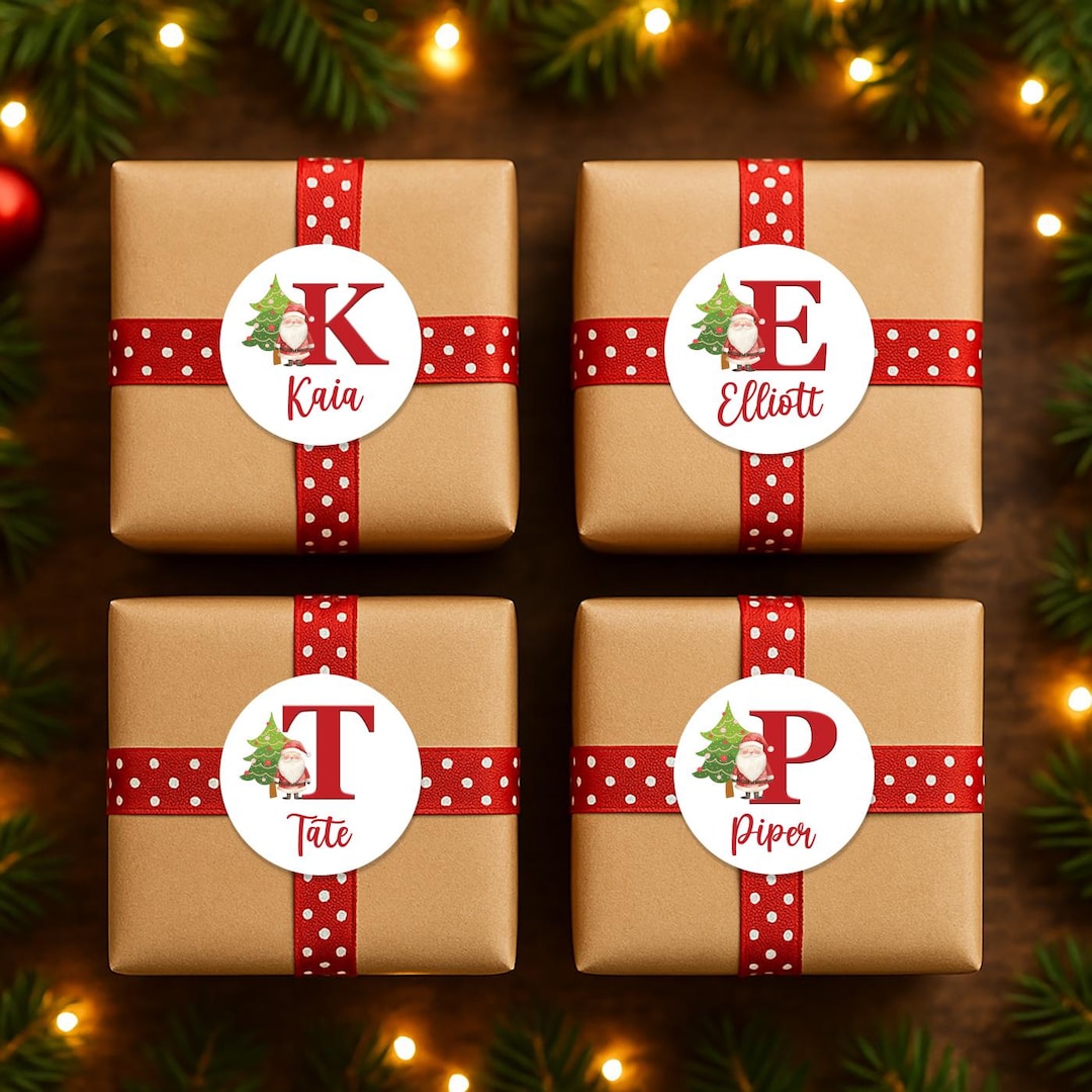 Personalized Christmas Gift Stickers – Custom Initial Name Labels ...