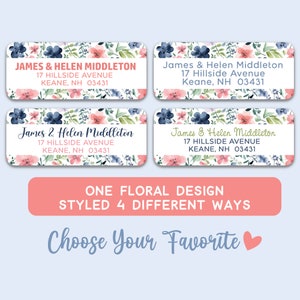 Aangepaste adresetiketten met wilde bloemen | 60 gepersonaliseerde poststickers voor huwelijksuitnodigingen, bewaar deze datum, lentebrieven