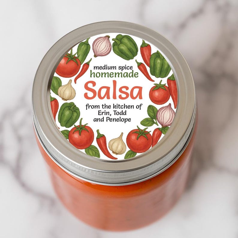 Tomato Sauce Canning Labels, Salsa Jar Stickers, Personalized Kitchen ...