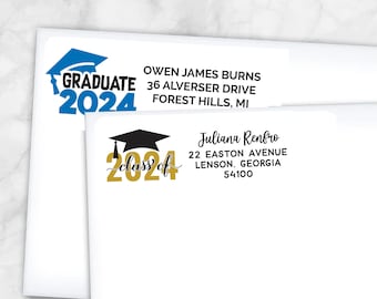 Custom Graduation Stickers / Class of 2024 Address Labels / Custom Grad Stickers / Custom Labels /Mailing Labels for Announcements Invites