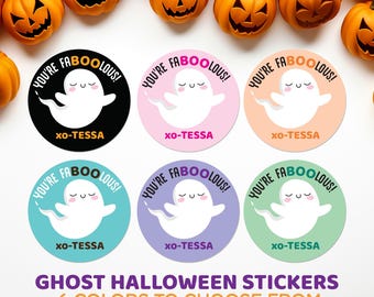 Halloween Stickers, Custom Trick or Treat Labels, Cute Ghost Stickers for Candy Bags, 6 Designs, Kids Halloween Stickers for School Treats