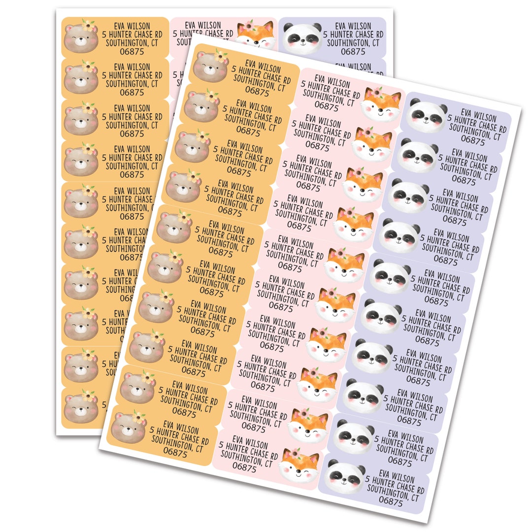 30 Personalized Animal Address Labels – Matte Return Mailing Stickers ...
