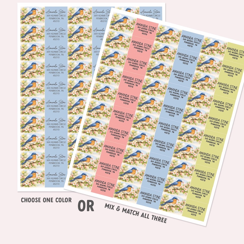 Bluebird Address Labels Personalized Vintage Spring Return Labels ...