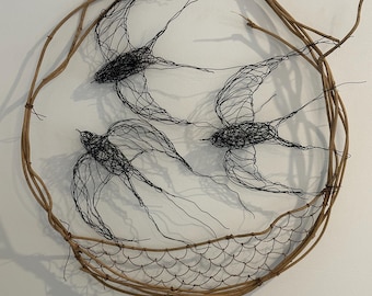 Sculptured Wire Bird Wall Hanging