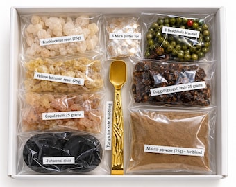 Natural Incense  Kit – Frankincense Benzoin Copal Resin Set with Tools –  Ritual Incense Bundle – UK