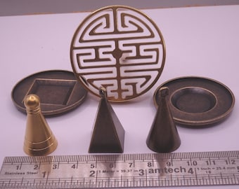 Brass Incense Ceremony Tools Set – Pattern Plate, Ritual Molding Kit