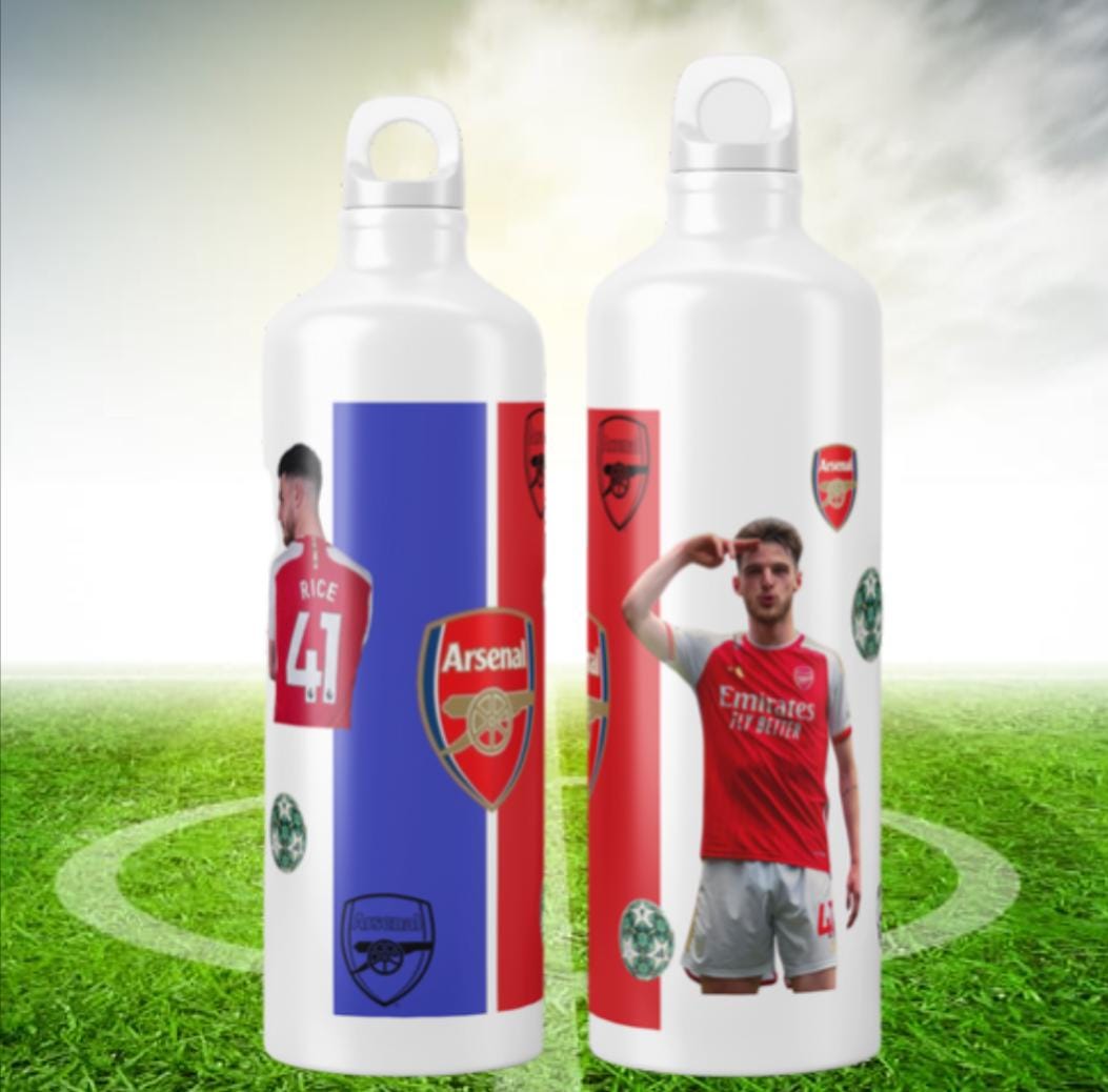 Arsenal FC 700ml UV Metallic Stainless Steel Water Bottle With Pen