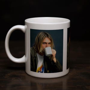 Kurt Cobain Ceramic Mug, Coffee Cup for Music Lovers, Vintage Band Mug, Unique Gift for Fans, Indie Aesthetic Coffee Mug