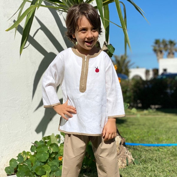 Jabador boy's linen logo pattern