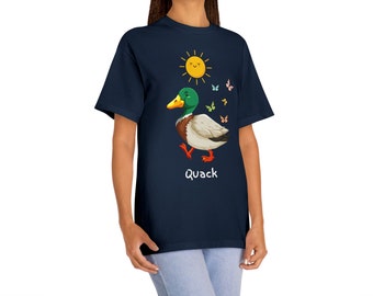 Medium fabric T-Shirt, duck, funny duck, quack, Silly