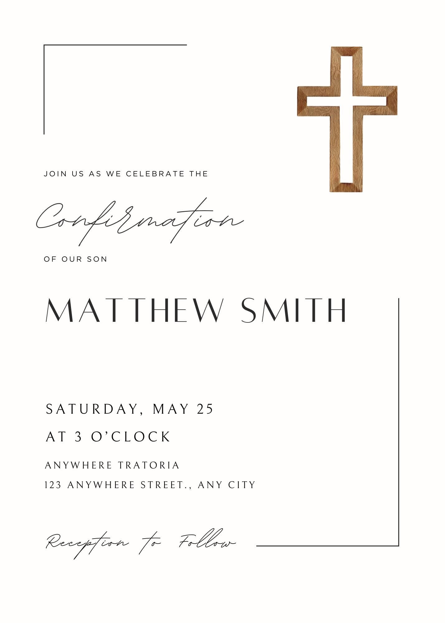 Modern Minimalist Confirmation Invitation Template | Editable Canva ...