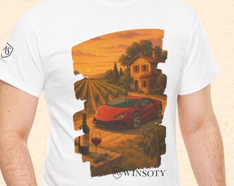 Lamborghini Minimalist T Shirt for Him, Luxury Italian Car Gift, Streetwear, Italy Wine Clothing, Designer Brand T Shirt