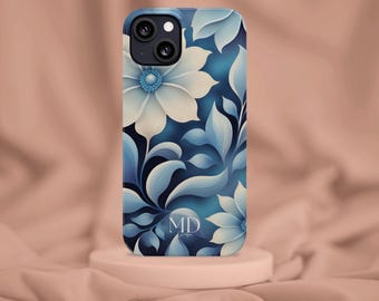 Blue White Floral iPhone Case – Slim Protective Phone Case – Flower Pattern – Gift for Her