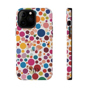 Phone Case, Colorful Polka Dots Impact-Resistant Case, Protective Cover, Hard Shell, Patterned Smartphone Accessories