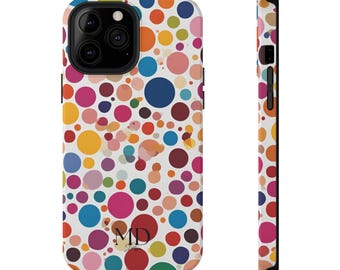 Phone Case, Colorful Polka Dots Impact-Resistant Case, Protective Cover, Hard Shell, Patterned Smartphone Accessories