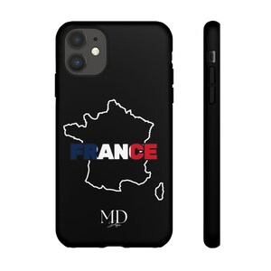 Telefonhülle, schwarze Frankreich-Umrissschutzhülle, robuste Hülle für Reisende, Paris-Liebhaber, Eiffelturm-Enthusiasten, Geschenk für Französisch