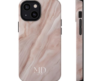Phone Case, Impact-Resistant, Marble Design, Light Pink and White, Protective Cover, iPhone Accessories, Unique Gifts