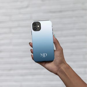 Ombre-telefoonhoes, beschermhoes, witte blauwe harde schaal, stevige hoesjes voor iPhone Samsung Google Pixel, ontwerpaccessoire met verloop