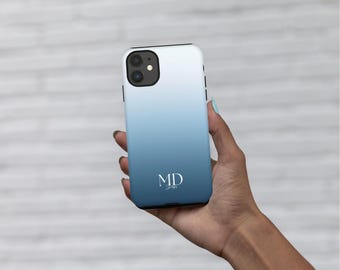 Ombre Phone Case, Protective Cover, White Blue Hard Shell, Tough Cases for iPhone Samsung Google Pixel, Gradient Design Accessory