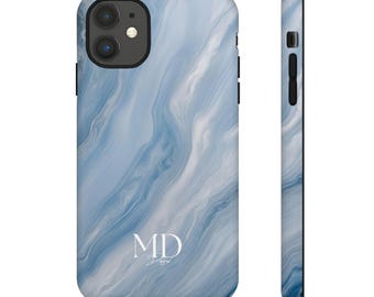Phone Case, Light Blue and White Marble Tough Case, Protective Cover, Marble Pattern, Abstract Design, Phone Accessories