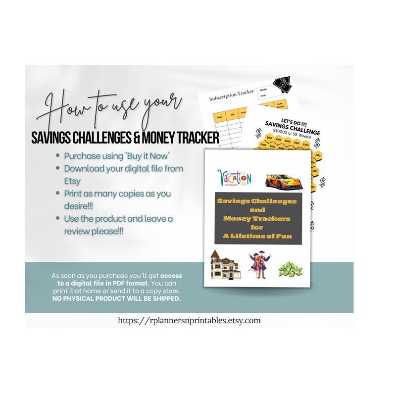 Savings Challenges and Money Trackers - Personal Finance Goal Planner ...