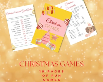 Printable Christmas Games and Answer keys -Christmas Party Games Instant Download - Family Christmas Games