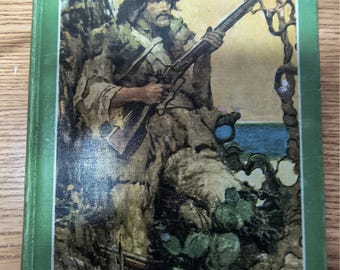 Robinson Crusoe (Defoe) - 1900 Edition - Blue Ribbon Books - Illustrated by Brothers Louis & Frederick Rhead - Vintage, Rare ... Collectors!
