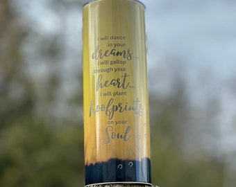 Horse Silhouette Tumbler: Engraved 'Hoofprints on Your Soul' Quote, 20oz