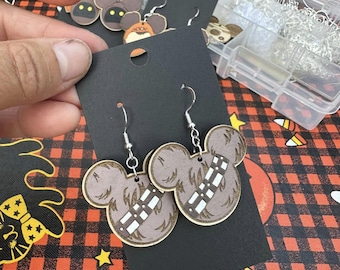 Handmade Wooden Chewbacca Earrings | Star Wars Sterling Silver Hooks