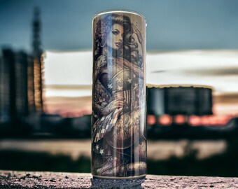 Lady Liberty Stainless Steel Tumbler,  American Woman Premium Stainless Steel 20oz Drink Tumbler