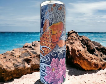 Fantasy Koi Fish Rainbow Glitter 20oz Drink Tumbler