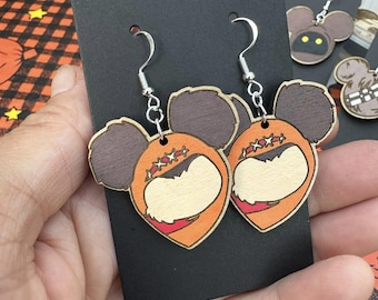 Handmade Wooden Ewok Earrings | Sterling Silver, Star Wars Jewelry