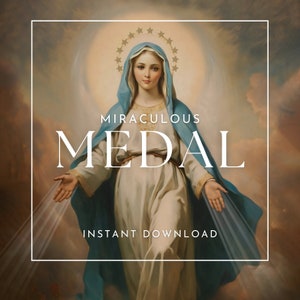 Miraculous Medal Virgin Mary church inspired christian catholic devotion poster bible painting fine art religious devotional artwork faith