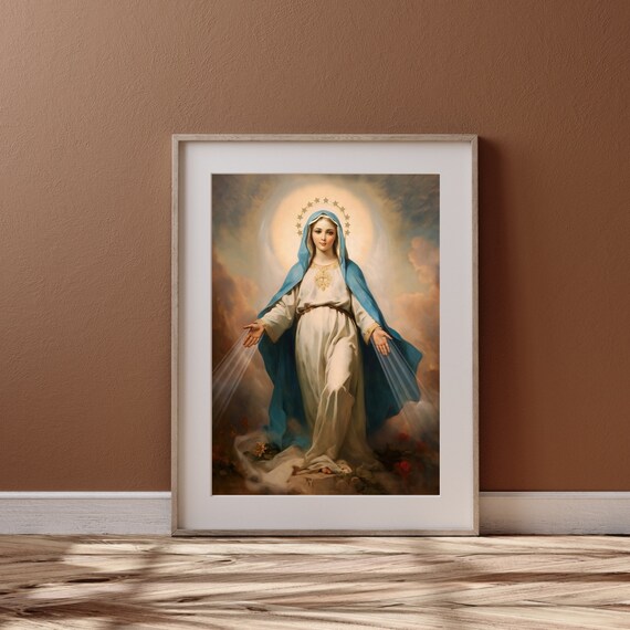 奇跡のメダイ聖母マリアアート - カトリックの信仰ポスター（デジタル