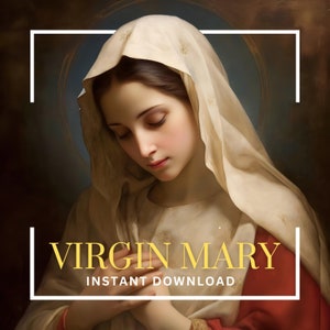 Virgin Mary christian catholic orthodox holy icon saint madonna church inspired religious fine art devotion poster devotional wall art bible