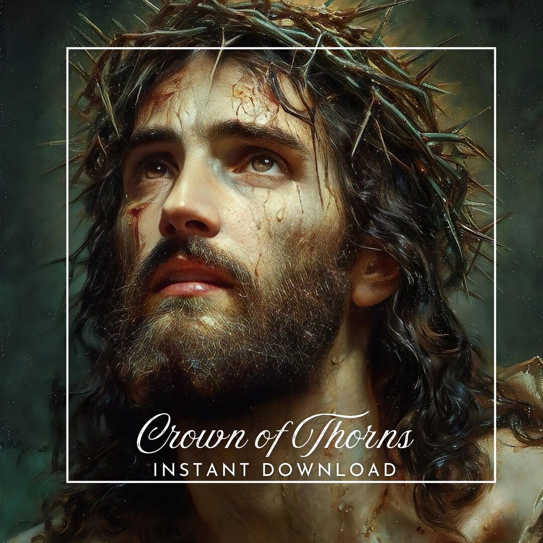 Jesus Christ Portrait: Crown of Thorns, Christian Wall Art Decor ...
