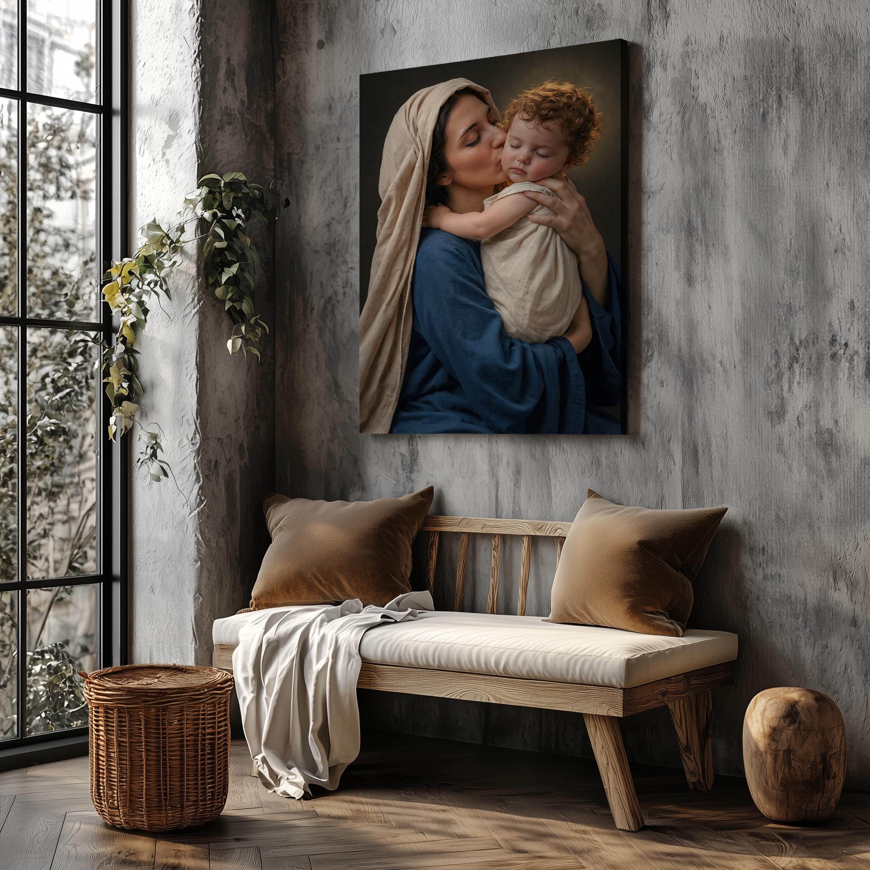 Virgin Mary Kissing Baby Jesus Madonna and Child Christian Catholic ...