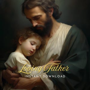 Arte de pared con regalos de ordenación de San José con el niño Jesús, fe católica, obra de arte devocional inspiradora, póster religioso católico, ilustración