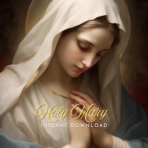 Virgin Mary Christian Catholic devotional artwork church inspired Fine Art Ordination gift religious illustration Holy Faith Icon Saints