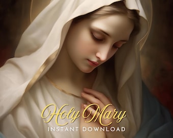 Virgin Mary Christian Catholic devotional artwork church inspired Fine Art Ordination gift religious illustration Holy Faith Icon Saints