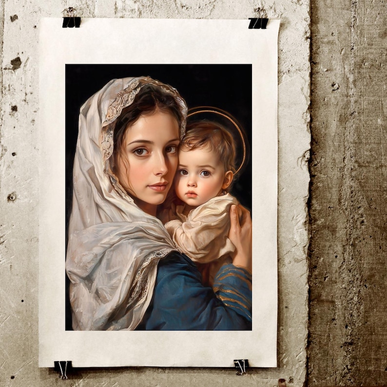 Mother Mary And Baby Jesus Art Catholic Christian Painting digital mother-mary-and-baby-jesus-art-catholic-christian-painting-digital