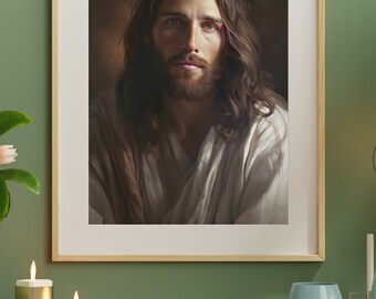 イエス・キリストの肖像画：カトリックキリスト教美術（デジタル