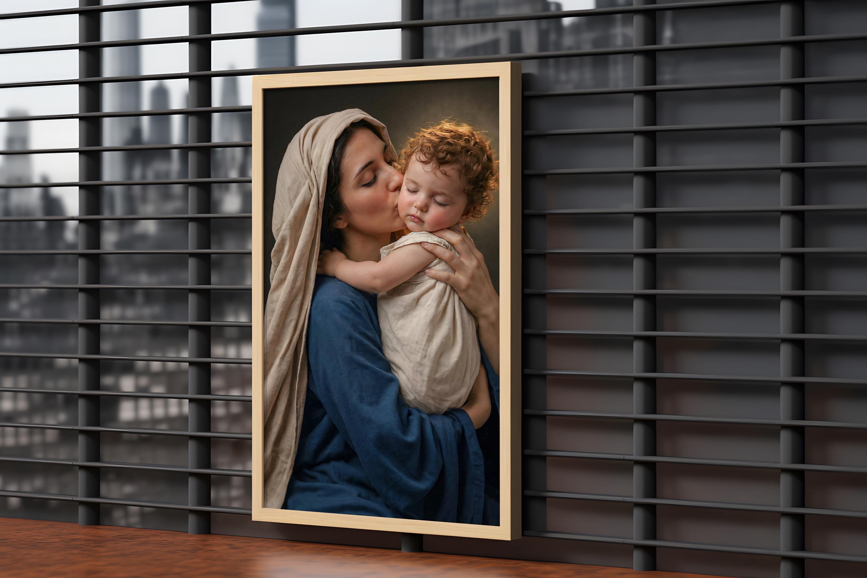 Virgin Mary Kissing Baby Jesus Madonna and Child Christian Catholic ...